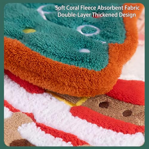 HUEYTON Christmas Series Kids Hand Towel Set - Ultra Absorbent & Soft, 4 Pack for Bathroom & Kitchen