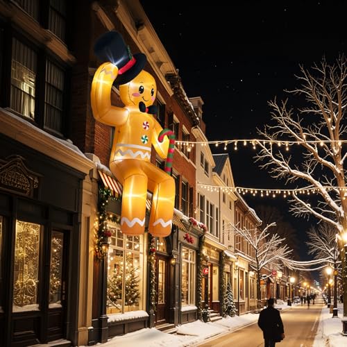 AerWo 10ft Sitting Gingerbread Christmas Inflatable Decoration - Gingerbread Man