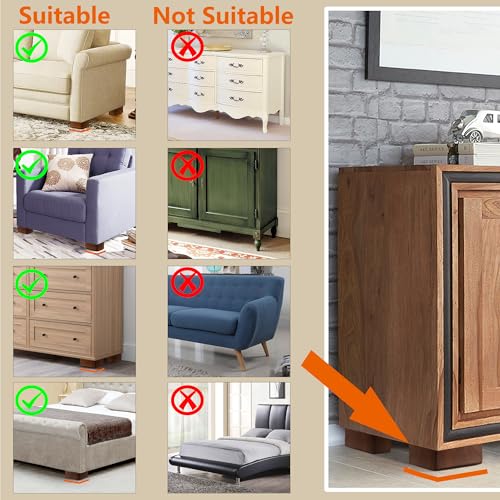 Solid Wood L-Shaped Furniture Legs - 3 Inch Bed Risers (4 Pack)
