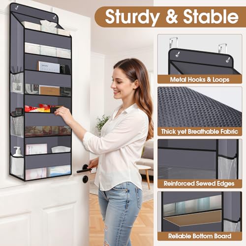 Over The Door Storage Organizer With 4 Tiers And Mesh Side Pockets