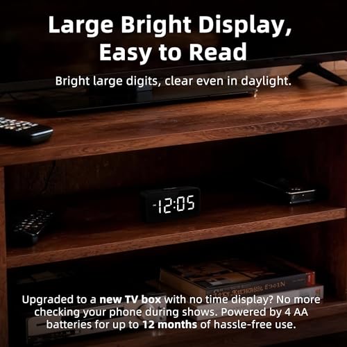 Battery Operated Digital Alarm Clock - Small Cordless Desk & Travel Clock