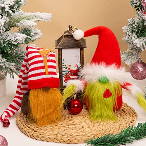 Christmas Gnome Decorations 2-Pack Handmade Scandinavian Plush Ornaments