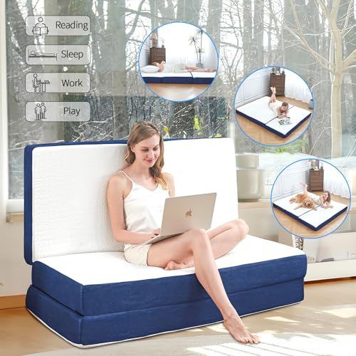 6-Inch Memory Foam Tri-Fold Mattress - Full Size Portable Guest Bed