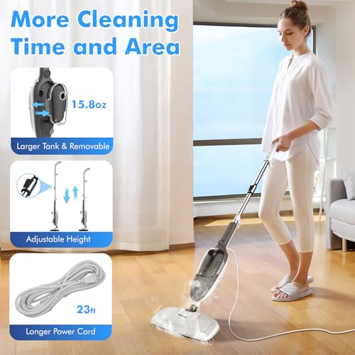 All-in-One Steam Mop and Handheld Steam Cleaner with 11 Accessories