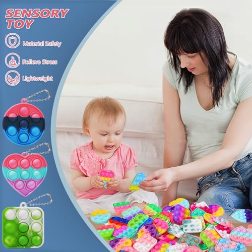 30-Piece Mini Pop Keychain Fidget Toy Set for Party Favors and Stress Relief