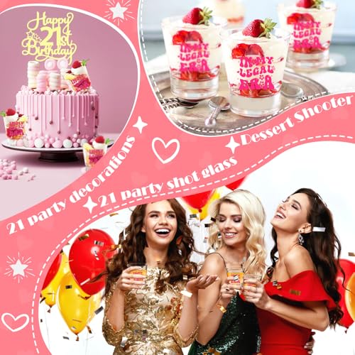 LOVEVOYAGE Pink 21st Birthday Shot Glass - In My Legal Era Gift for Daughter, Sister, Friend, 2oz, Gift Box Included