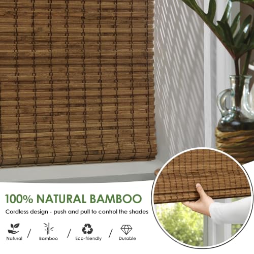 Cordless Bamboo Roman Shades 34.5x48 | Room Darkening Blinds