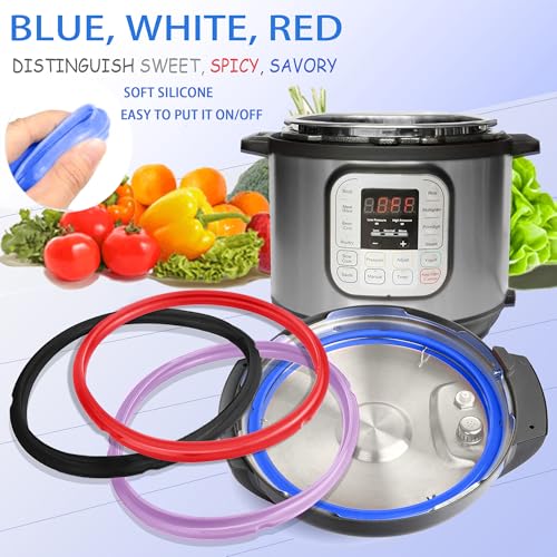 4-Pack 6 Qt Silicone Sealing Rings with Float Valve Seals for Pressure Cookers