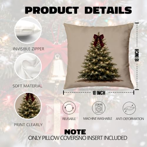 AWDSCHKJ Red Vintage Christmas Wreath Pillow Covers 18x18 Set of 2
