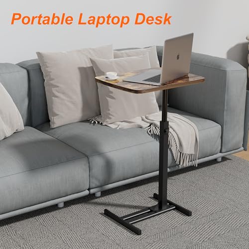 Adjustable C-Shaped Side Table with 360° Swivel Top for Laptop and Snacks