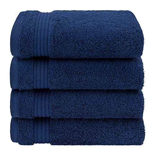 American Veteran Turkish Hand Towels Set of 4 Navy Blue Cotton