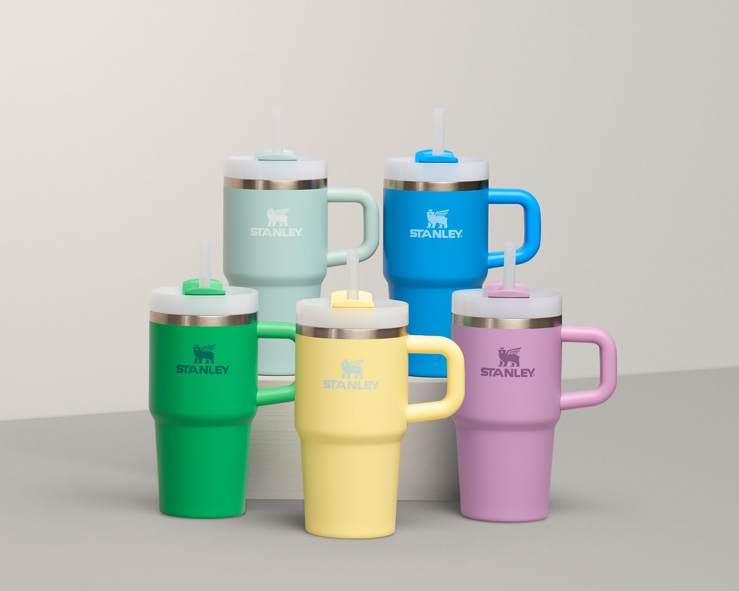 STANLEY Quencher H2.0 Tumbler - 14 oz Insulated Stainless Steel Cup with Handle & Straw | Azure Color