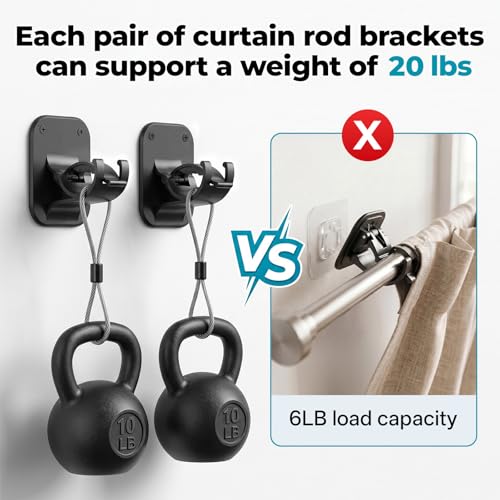 No-Drill Curtain Rod Brackets - 4 Pack Self-Adhesive Wall Holders
