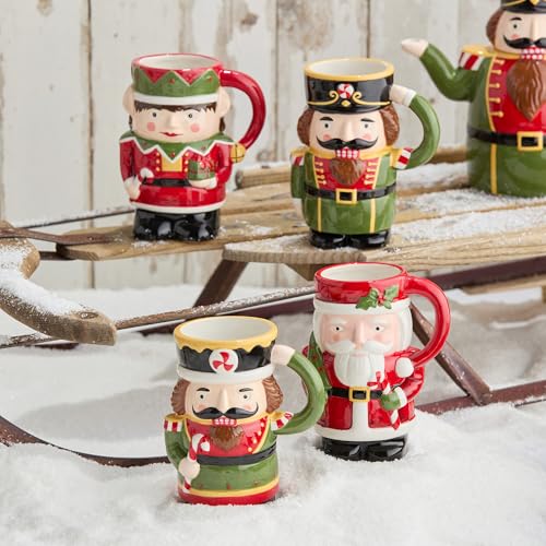 Nutcracker Parade 3D Sculpted Holiday Mugs Set of 4 – Festive