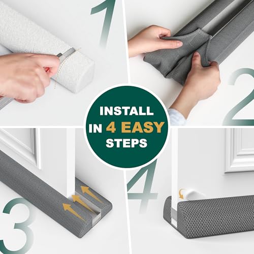Double-Sided Door Draft Stopper & Gap Filler - Fits 24-30 Inch Doors, Gray