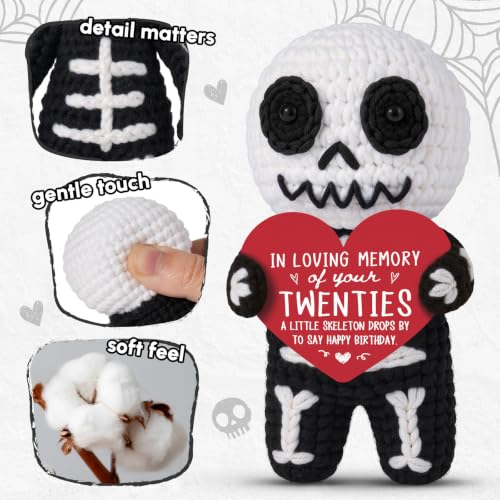 Handmade Crochet Skeleton 30th Birthday Gift - Funny Desk Decor