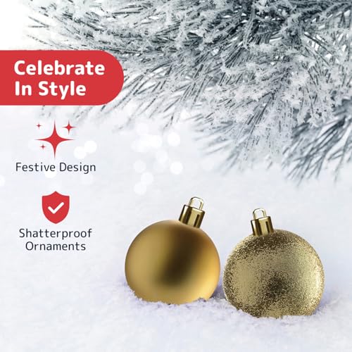 36-Piece Shatterproof Gold Christmas Ornament Set - Assorted Sizes & Finishes