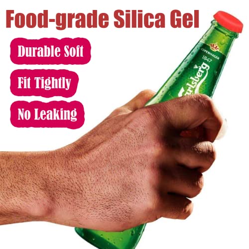 Superjackwang 6 Pack Reusable Silicone Beer Bottle Caps - Food Grade, BPA-Free, Multi-Color Seals for Soda, Beverages & Homebrew