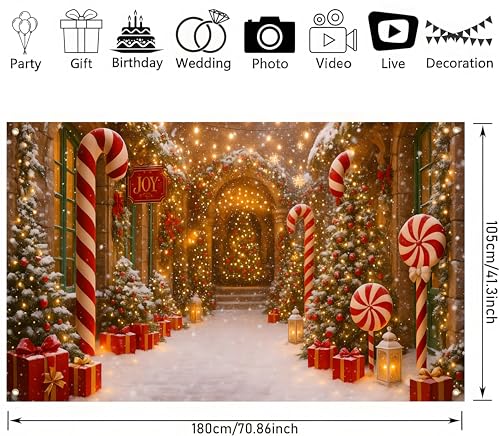KKYEJLQYI Candy Street Christmas Banner 71x41 Inches Holiday Wall Decor