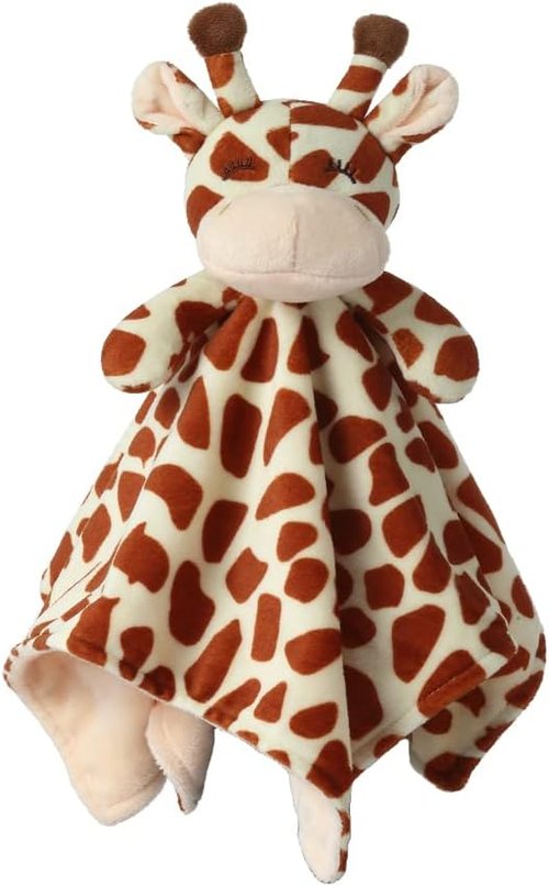 CREVENT Soft Plush Animal Face Security Blanket - Perfect Gift for Babies | Brown Giraffe Design