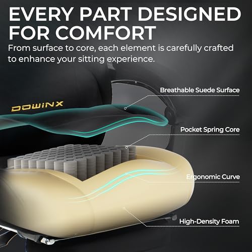 Ergonomic Gaming Chair for Big and Tall, Suede Fabric with Footrest