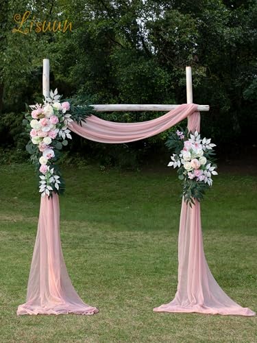 Artificial Wedding Arch Flower Swags with Chiffon Runner, 3-Piece Set