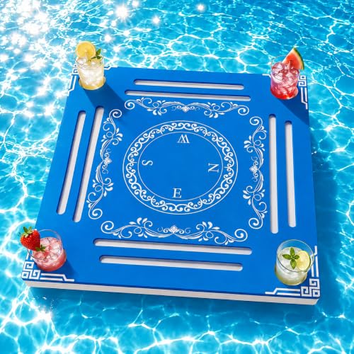 32-Inch Floating Mahjong Table for Pools, Double-Sided Game Mat with Cup Holders