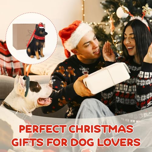 Yellow Black German Shepherd Christmas Ornament Holiday Dog Resin Figurine, 4 Inch