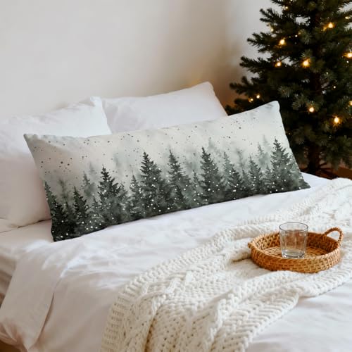 Mancheng-zi Winter Forest Christmas Body Pillow Cover 20x54 Zipper Decor