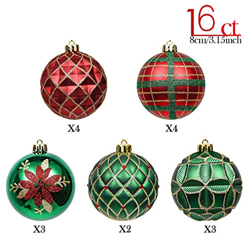 Valery Madelyn Christmas Ornaments Set - Red, Green & Gold Holiday Decorations