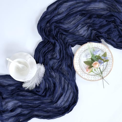 Navy Blue Cheesecloth Table Runner 23x120 in - 8 Pack (10ft) Pepmily