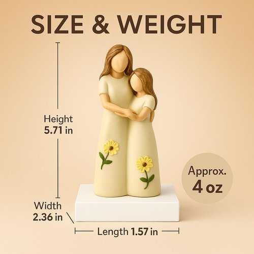 iStatue Mother Daughter Figurine - Hand-Painted Resin Hugging Statue | Ivory Home Décor Keepsake for Mom