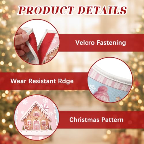 Pink Gingerbread Men Christmas Tree Collar, 22 Inch Holiday Tree Decor - REETOOK