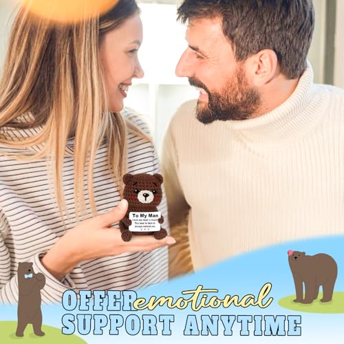 Handmade Crochet Pocket Bear Gift for Boyfriend Husband