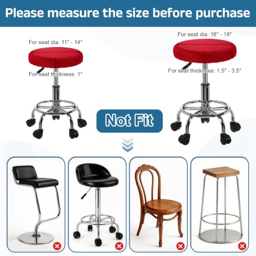 Round Bar Stool Covers - 2 Pack, Washable, Elastic Fit, 11-14 Inch