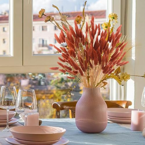 120pcs Burnt Orange Dried Bunny Tails 17-Inch Pampas Grass Boho Decor