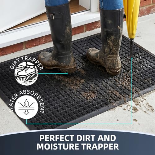 Heavy Duty Front Door Mat - Non-Slip Dirt Trapper Doormat (29.5" x 17")