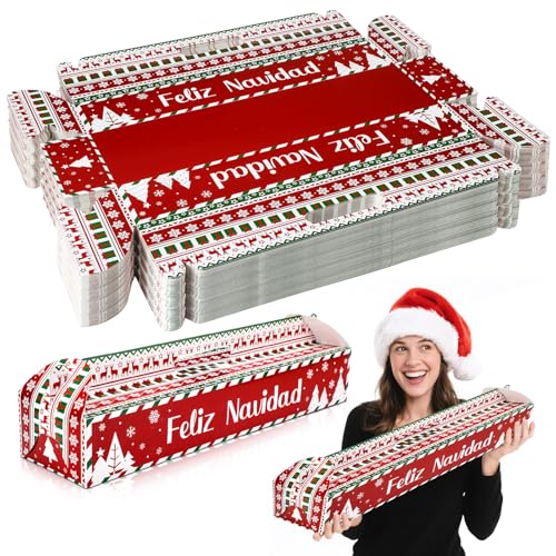 Spiareal 100 Pcs Christmas Ham Bread Boxes Feliz Navidad Holiday Bakery Packaging