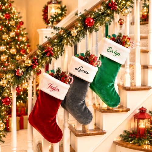 Personalized Custom Name Christmas Stocking - 20 Inch Red Velvet Plush