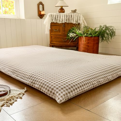Twin Japanese Futon Mattress Cover - Gingham Check, 43"x84"
