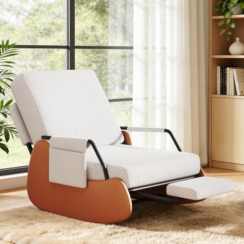 Modern Upholstered Glider Rocking Chair with Recline and Footrest