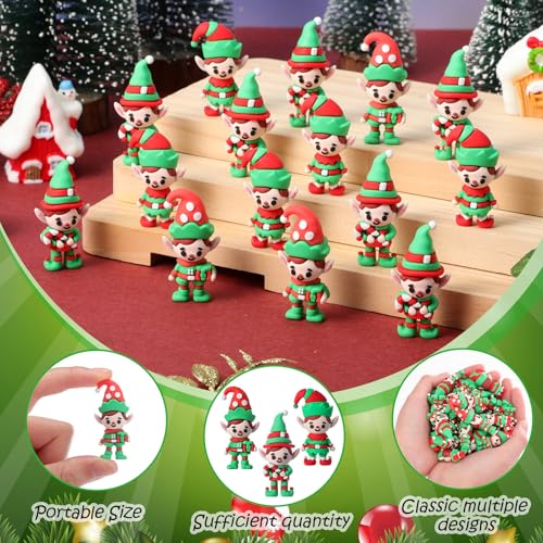 Christmas Mini Elf Figures Set of 30 Tiny Holiday Decorations - Smooth Style