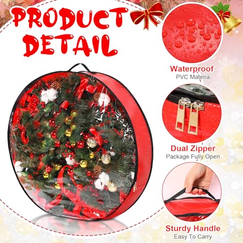 Aliceset Red Wreath Storage Bags 36 x 36 x 7.8 Inches - Pack of 4
