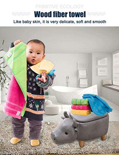 Soft Wood Fiber Fingertip Towels - Absorbent Kid's Face Washcloths, 4 Pack