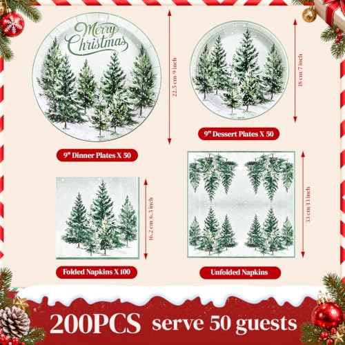 Christmas Disposable Paper Plates & Napkins Set - Heavy Duty Holiday Partyware