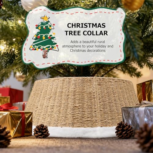 28 Inch Christmas Tree Collar - Paper Rope Woven Tree Base Cover