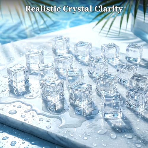Clear Acrylic Fake Ice Cubes (20 Pack) - 0.8" Photography Props & Decor