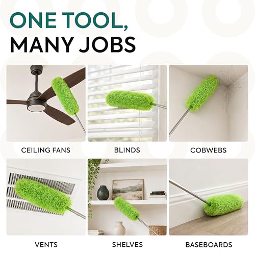 Extendable Microfiber Duster with 55" Stainless Steel Pole & Bendable Head