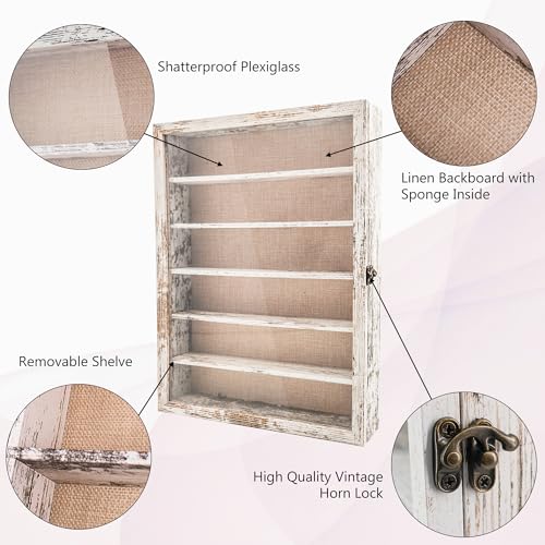 12x16 Wooden Shadow Box with Adjustable Shelves for Collectibles and Medals