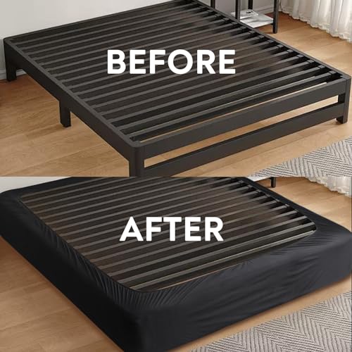 Queen Box Spring Cover - Black Stretchy Jersey Knit Bed Skirt Wrap